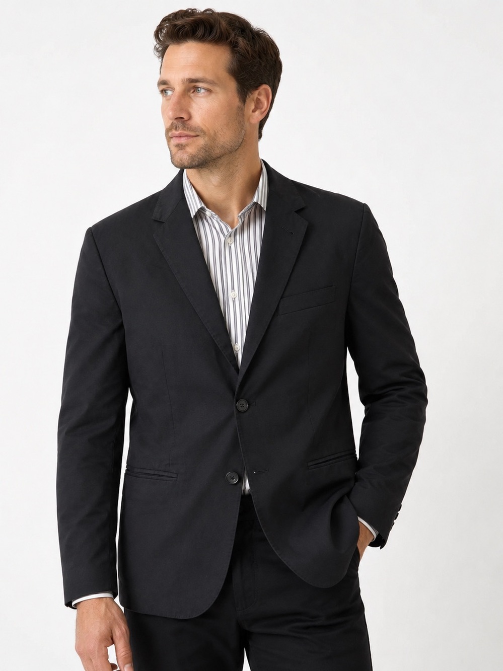 Club Monaco Men’s Black 100% Cotton Blazer Sport Coat Size 40 Modern Fit